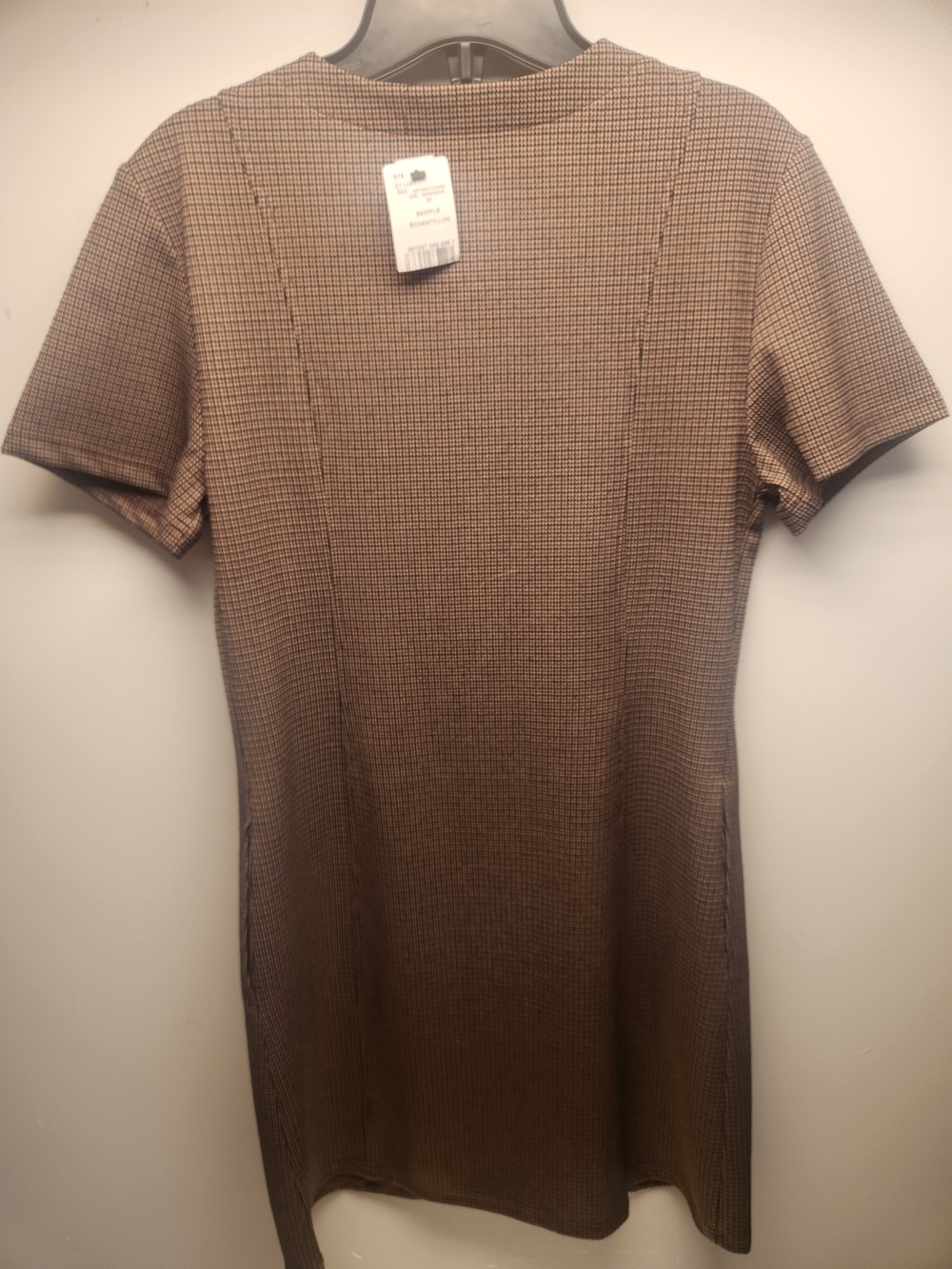 Brown Checked Button-Front Shift Dress - Picture 3 of 4